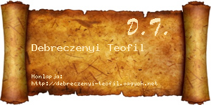 Debreczenyi Teofil névjegykártya